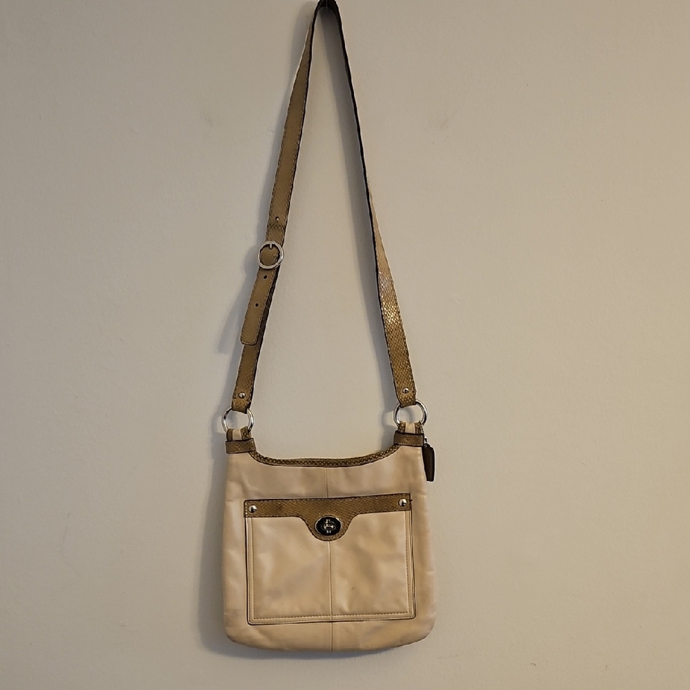 Coach Cream and Tan Crossbody Bag